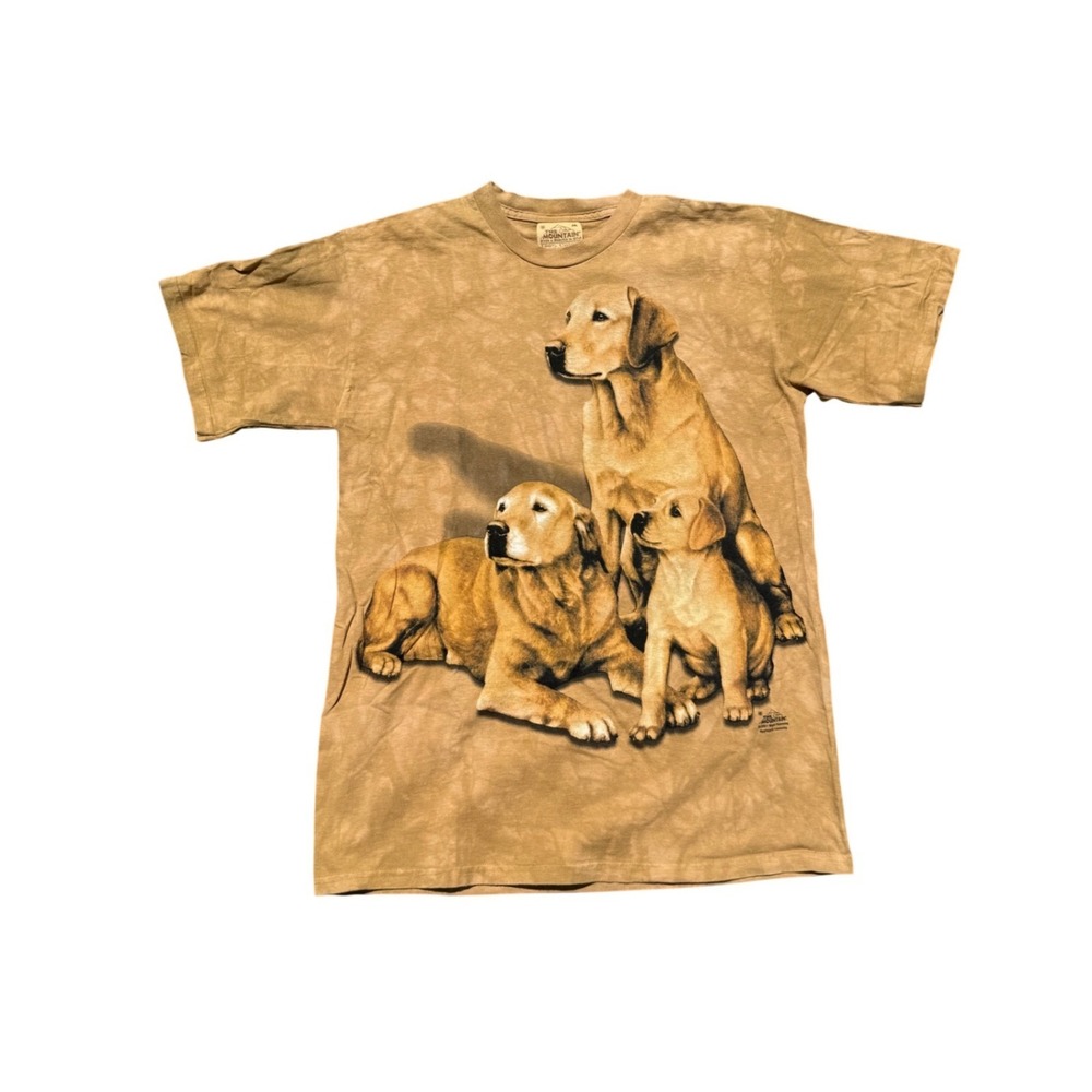 Vtg 2001 The Mountain "Golden Retriever Puppies" Graphic T Med Nature Core USA